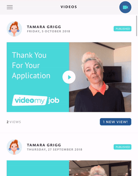 My videos feature on app