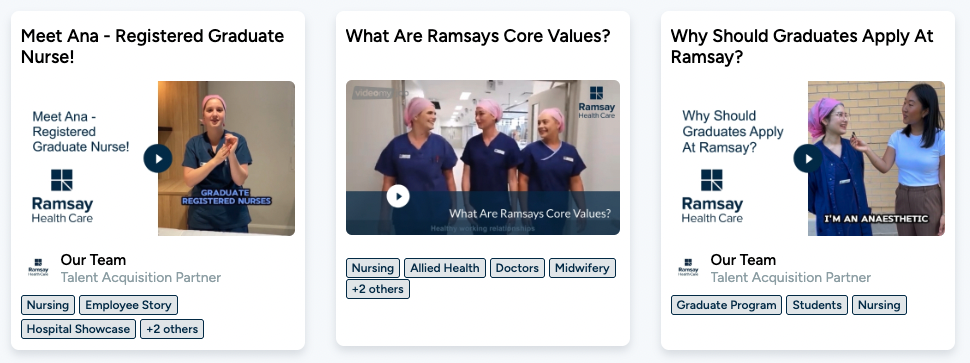 Ramsay Health Employee Story Video Library hosted by VideoMyJob