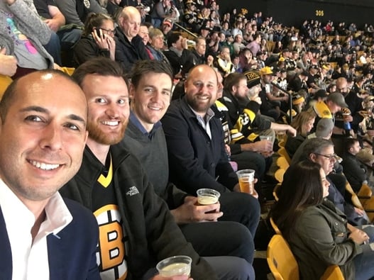 More sports! David and Chris with the guys from Bullhorn at an ice hockey game.